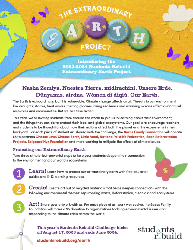 Extraordinary Earth Project – Educator Overview Sheet | Students Rebuild